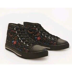 ​Black Colorful Math Formula Science Print High-Top Sneakers Mens 7.5/Womens 10